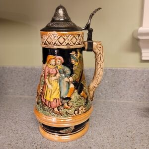 Vintage Lidded German Beer Stein Hunting Scene  NON-Working Music Box